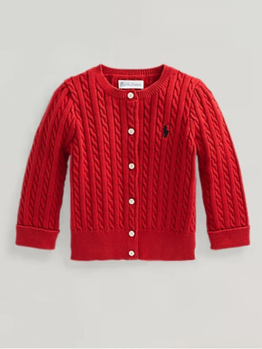 Ralph Lauren Red Cable Knit Kids Cardigan